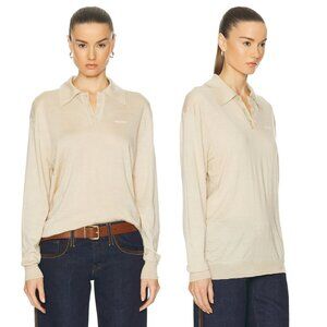 NWT Miu Miu Polo Top In Albino Sz 38 Cashmere Knit Long Sleeve Lightweight
